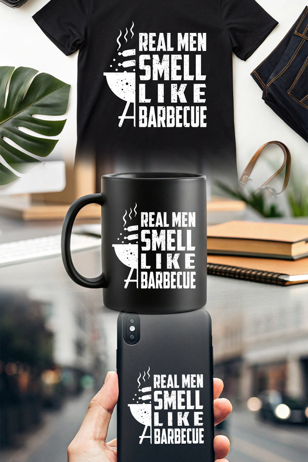 Bold graphic tee for grill masters who love the smell of barbecue BBQ graphic design pinterest preview image.
