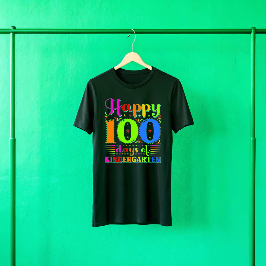 100 days of school t shirt design preview image.