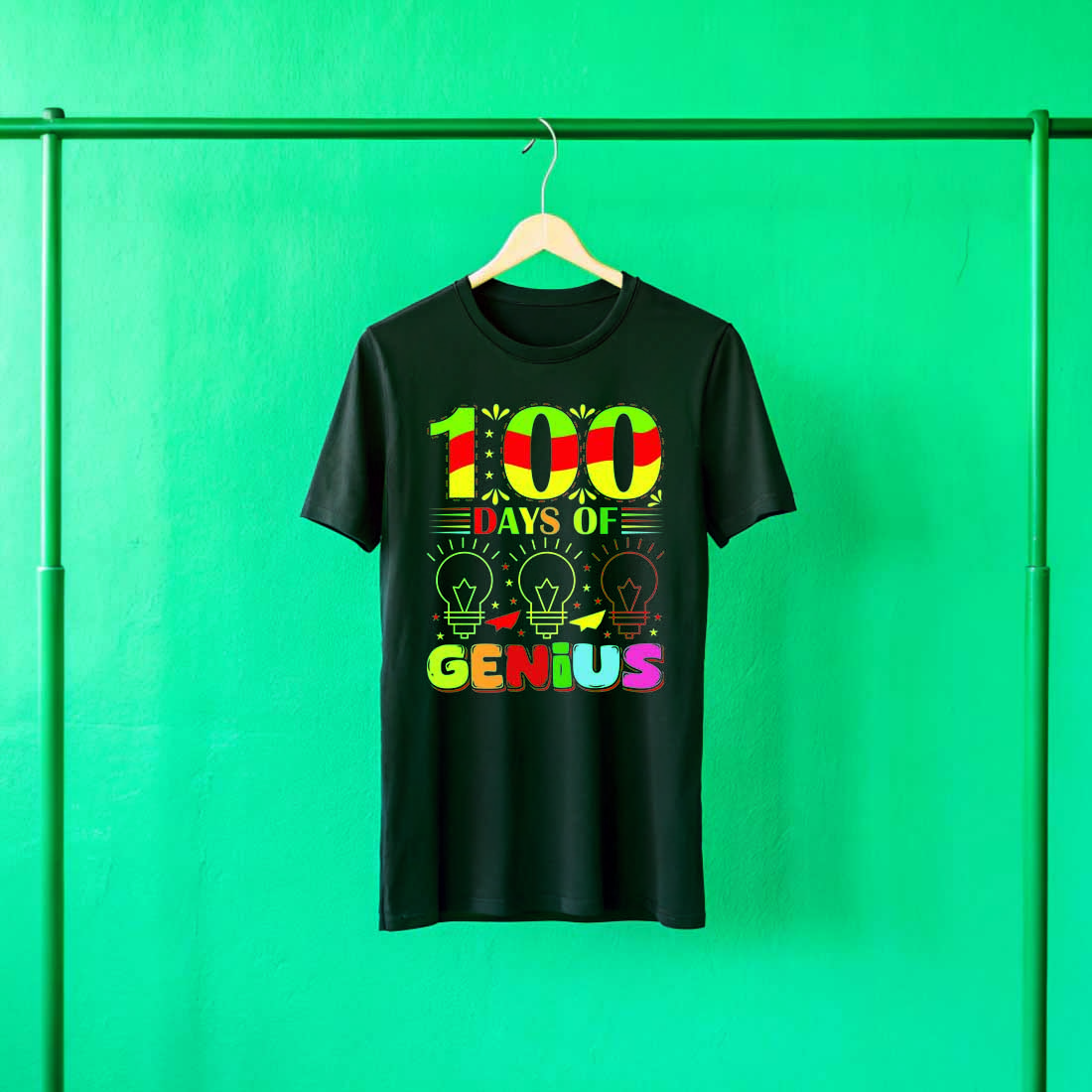 100 days of school t shirt design preview image.