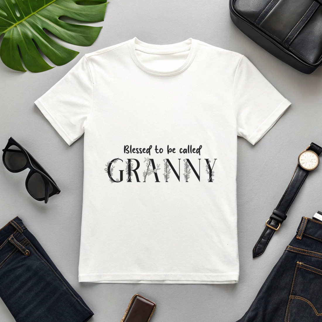 blessed to be called granny, floral quote design for t-shirts, mugs, and home decor, cool grandma gifts Graphic design cover image.