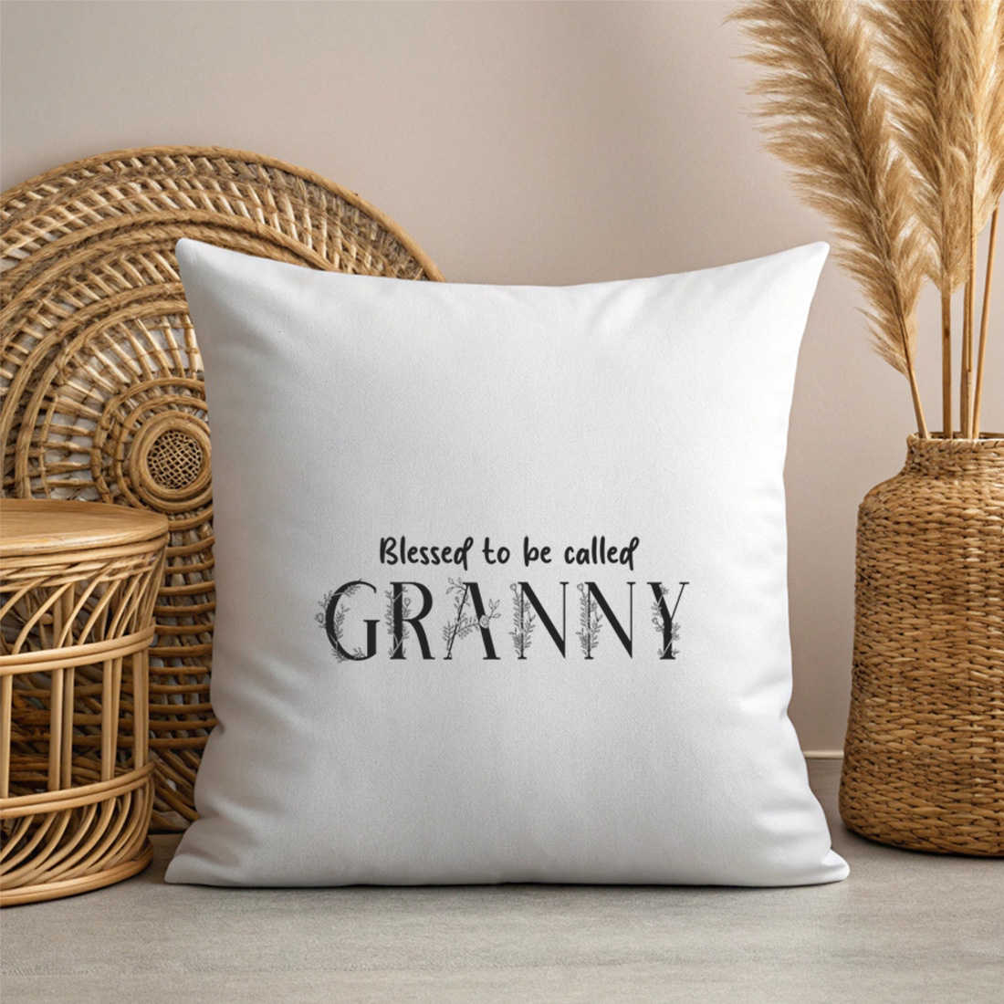 blessed to be called granny floral quote design for t shirts mugs and home decor cool grandma gifts. graphic design. 3 with pillow mock up 590