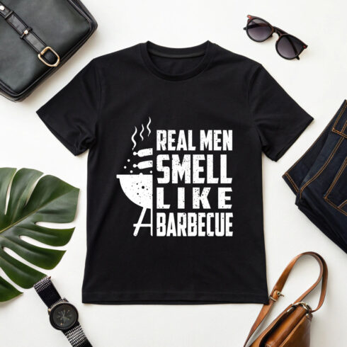 Bold graphic tee for grill masters who love the smell of barbecue BBQ graphic design cover image.