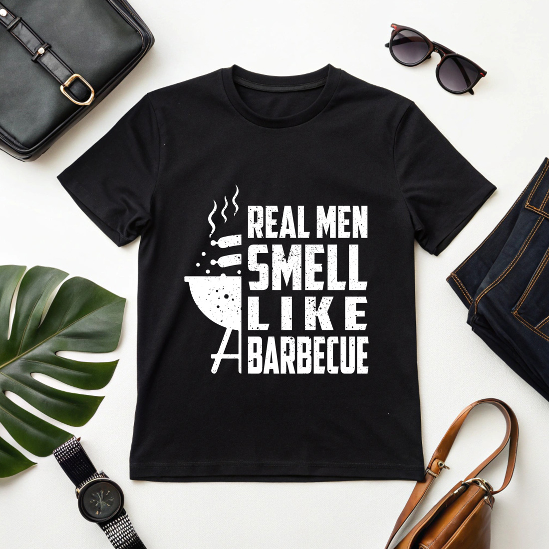 Bold graphic tee for grill masters who love the smell of barbecue BBQ graphic design cover image.