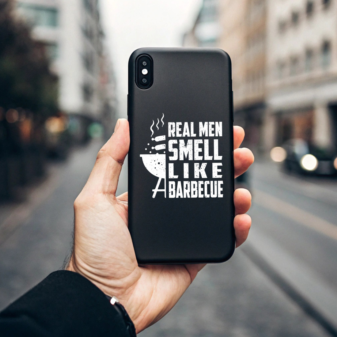 bold graphic tee for grill masters who love the smell of barbecue. bbq graphic design. 7 black phone case mock up 6