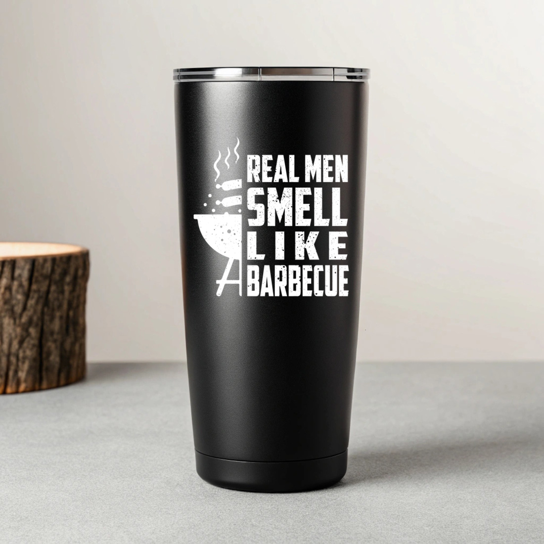 bold graphic tee for grill masters who love the smell of barbecue. bbq graphic design. 8 black tumblers mockup 18