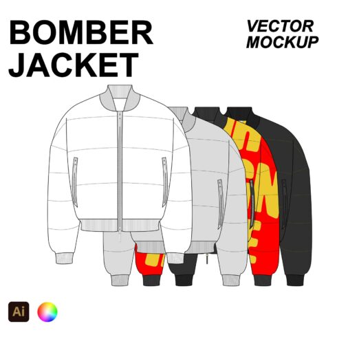 Bomber Jacket Fashion Flat Mockup cover image.