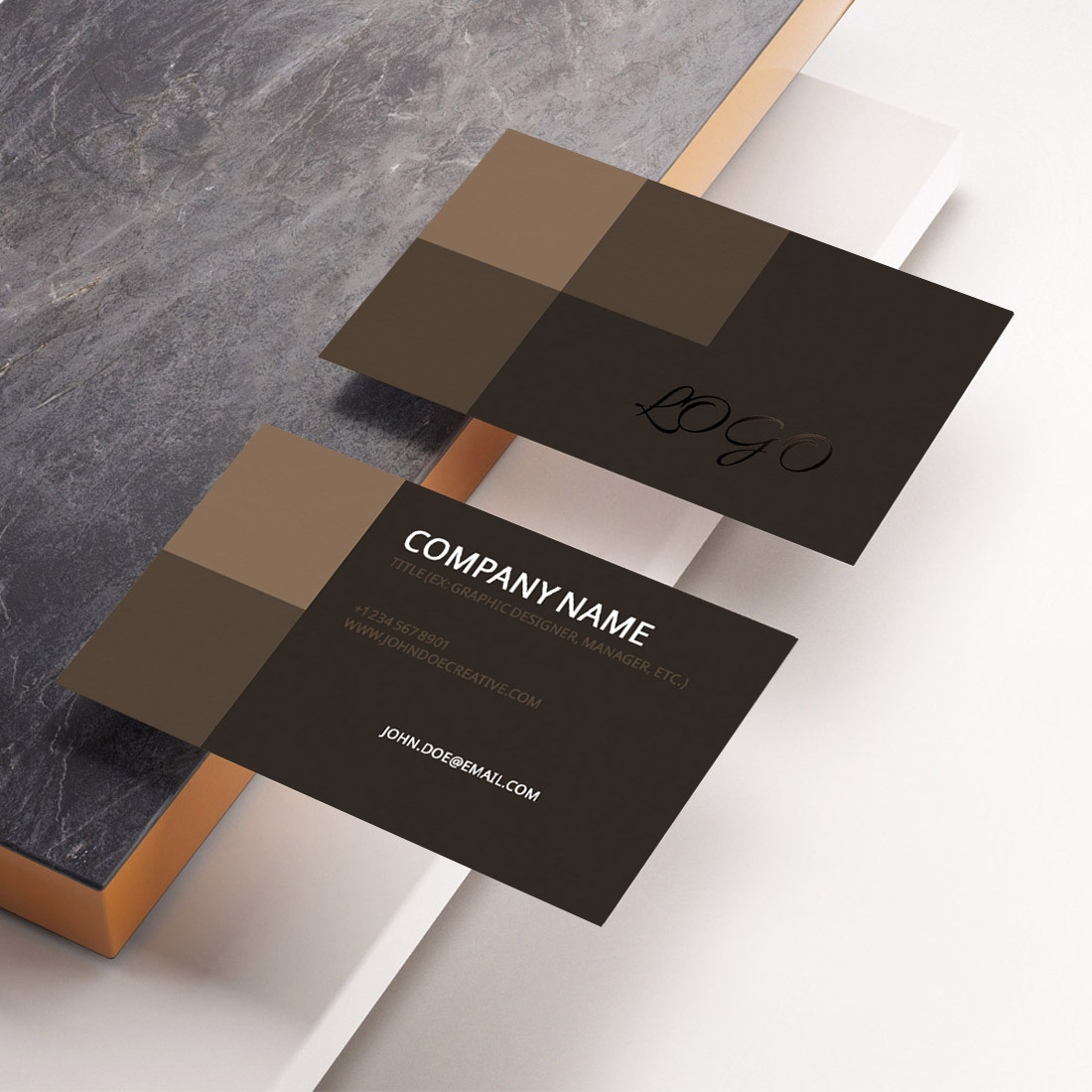 Elegant Dark Toned Business Card PSD Template for Professionals preview image.