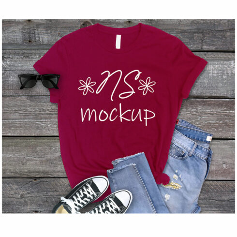 Bella Canvas 3001 T-SHIRT Mockup CARDINAL cover image.