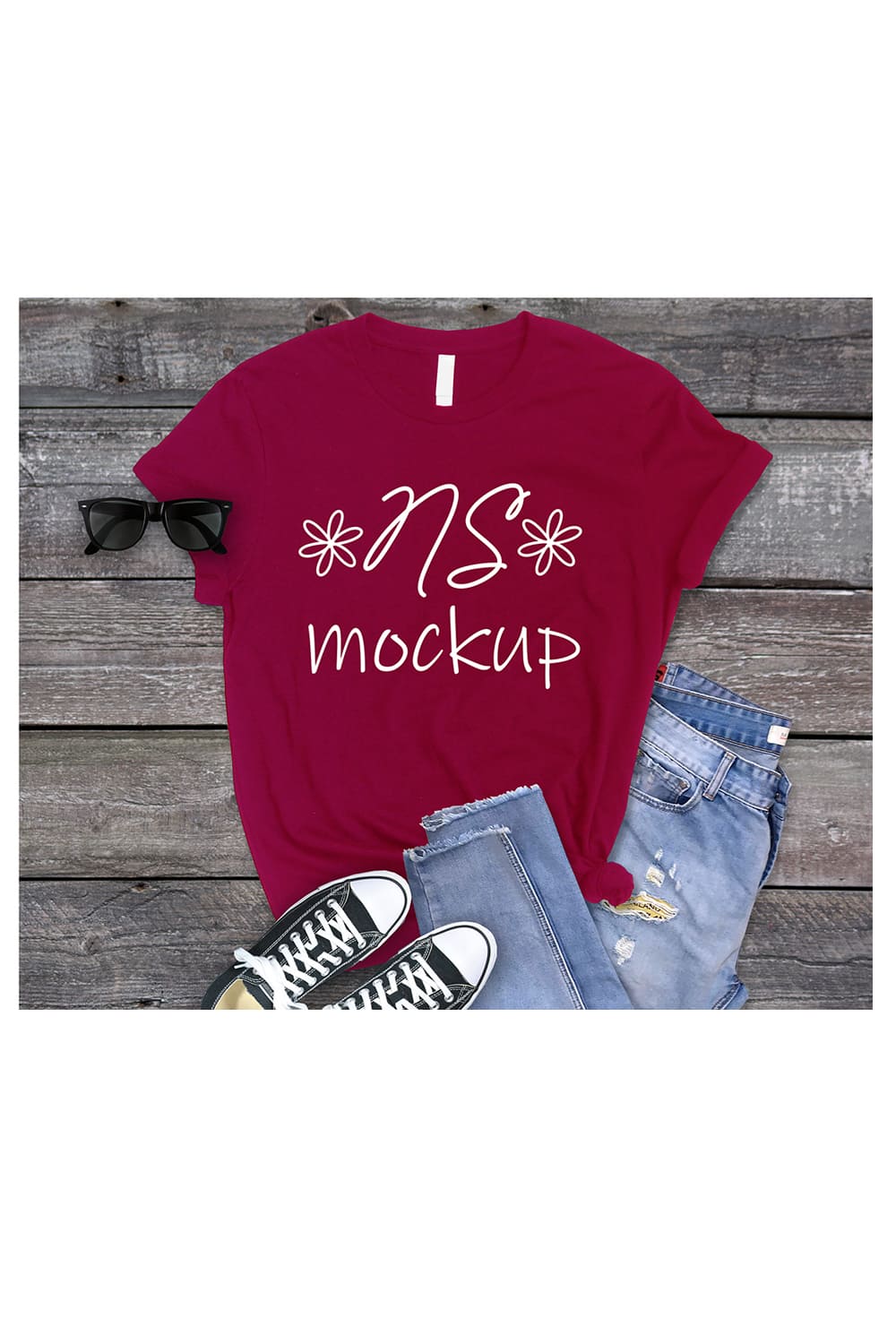 Bella Canvas 3001 T-SHIRT Mockup CARDINAL pinterest preview image.