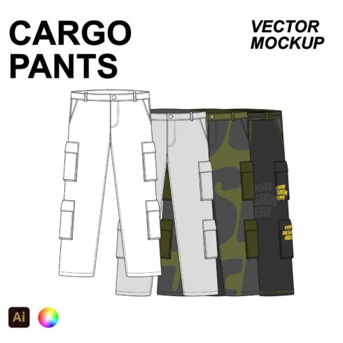 Cargo Pants Vector Flat Mockup cover image.