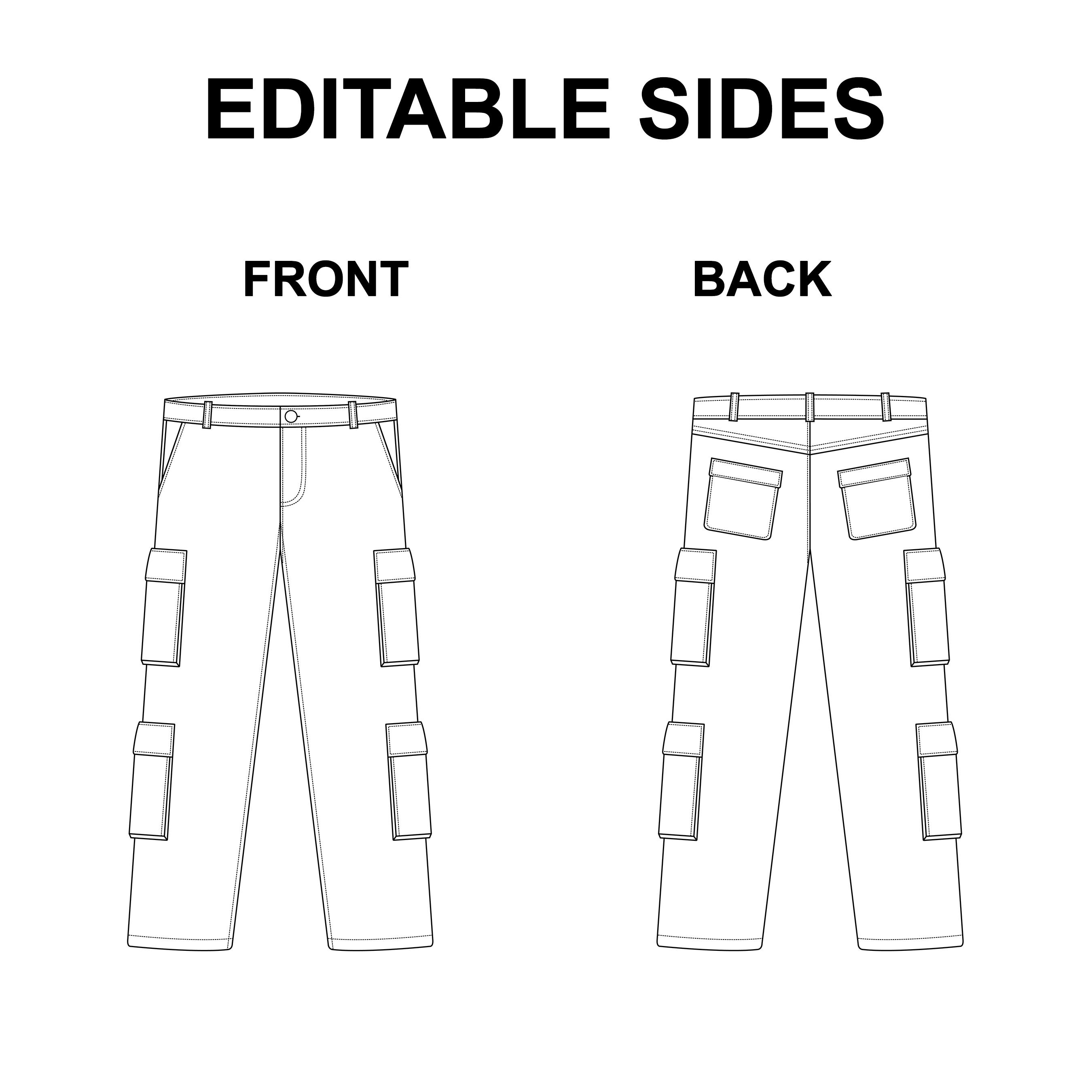 Cargo Pants Vector Flat Mockup preview image.
