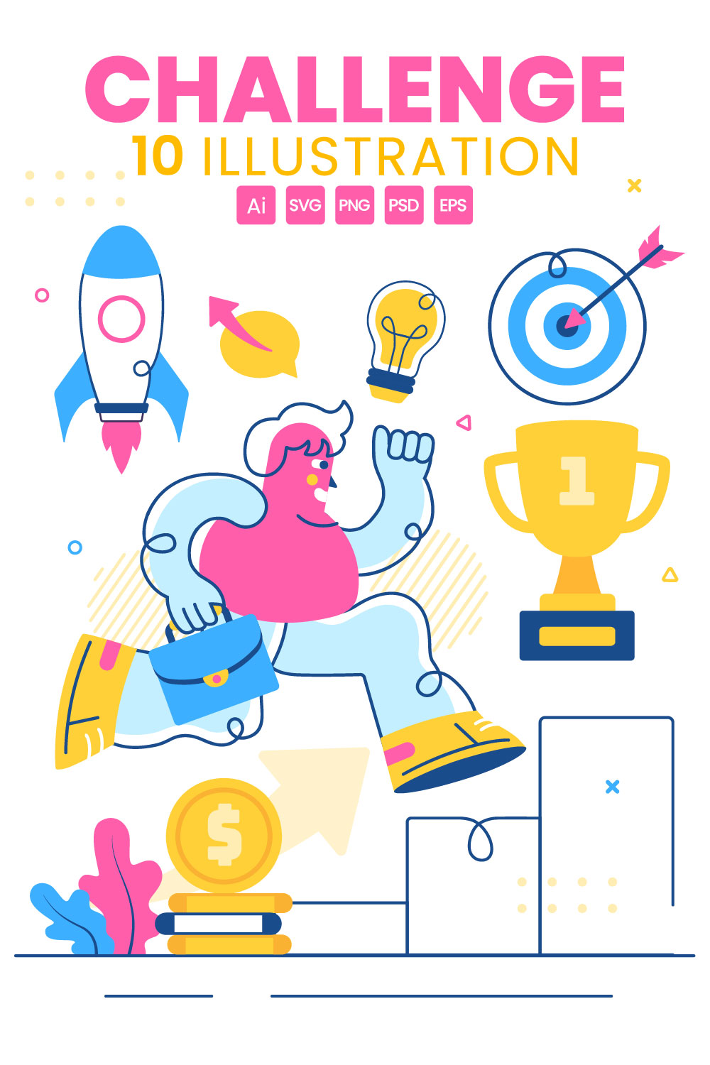 10 Business Challenge Illustration pinterest preview image.
