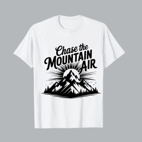 Chase the mountain air graphic t-shirt white Elephant silhouette animal wildlife hiking EPS PNG T shirt Design cover image.