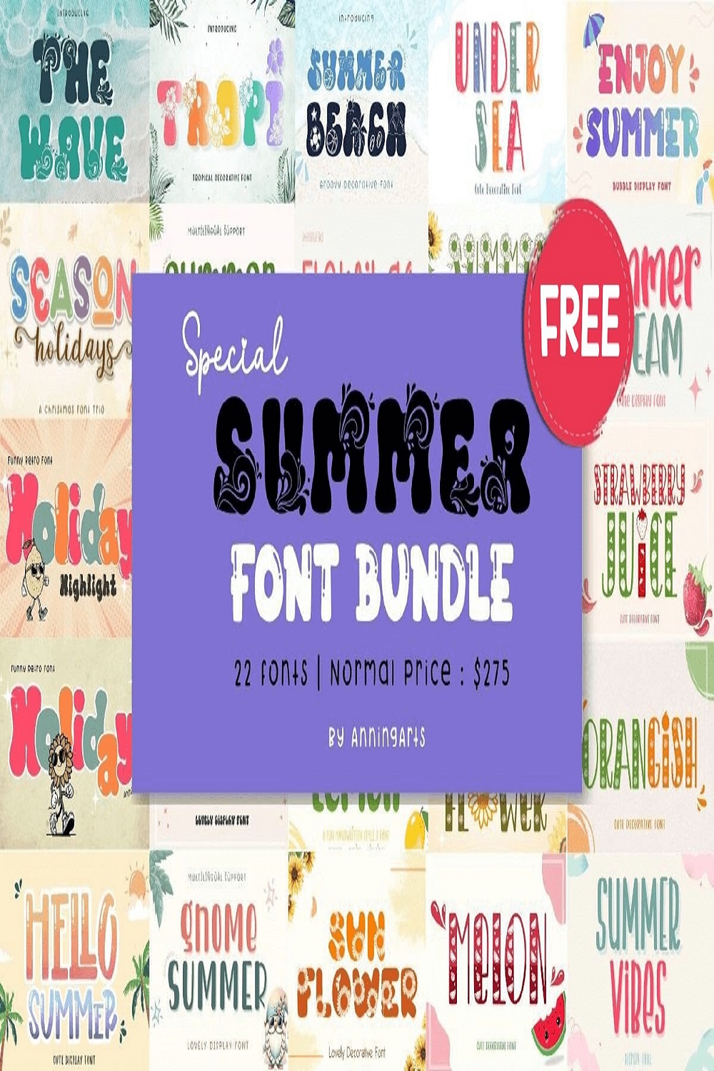 Special Summer Font Bundle pinterest preview image.
