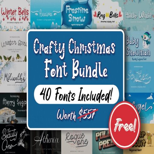 Crafty Christmas Font Bundle cover image.