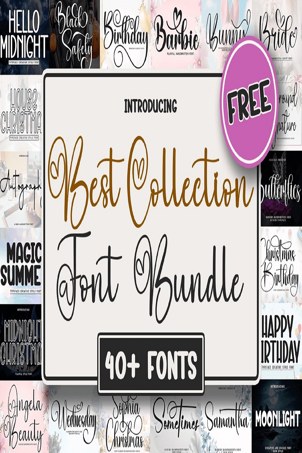 Best Collection Font Bundle pinterest preview image.