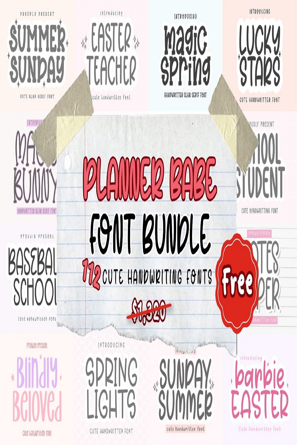 Planner Babe Font Bundle pinterest preview image.