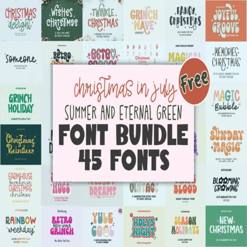 Christmas in July Font Bundle cover image.