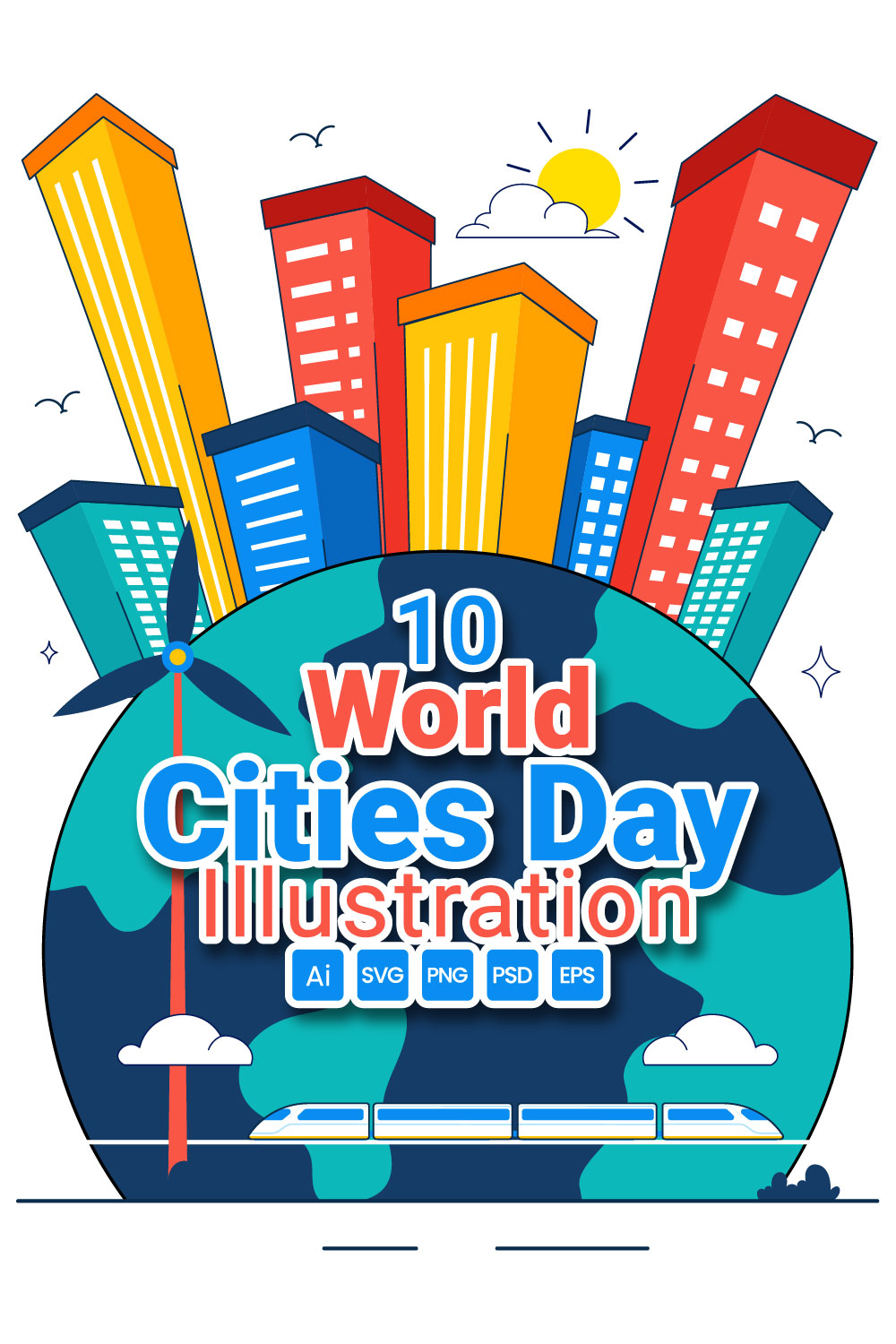 10 World Cities Day Illustration pinterest preview image.