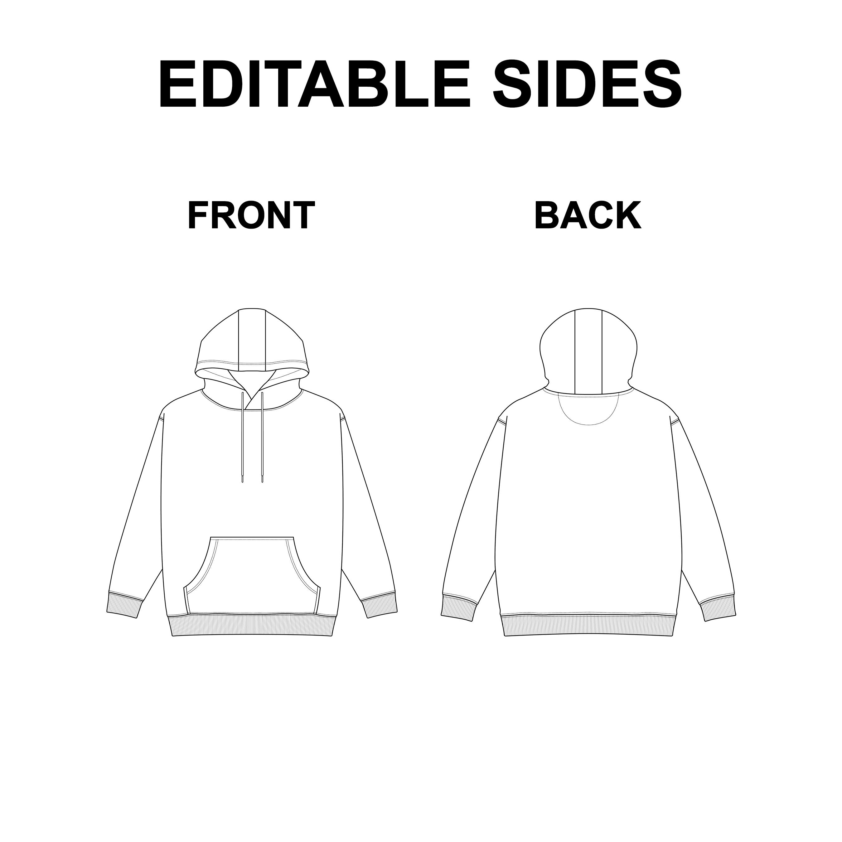 Hoodie Vector Flat Mockup Template preview image.