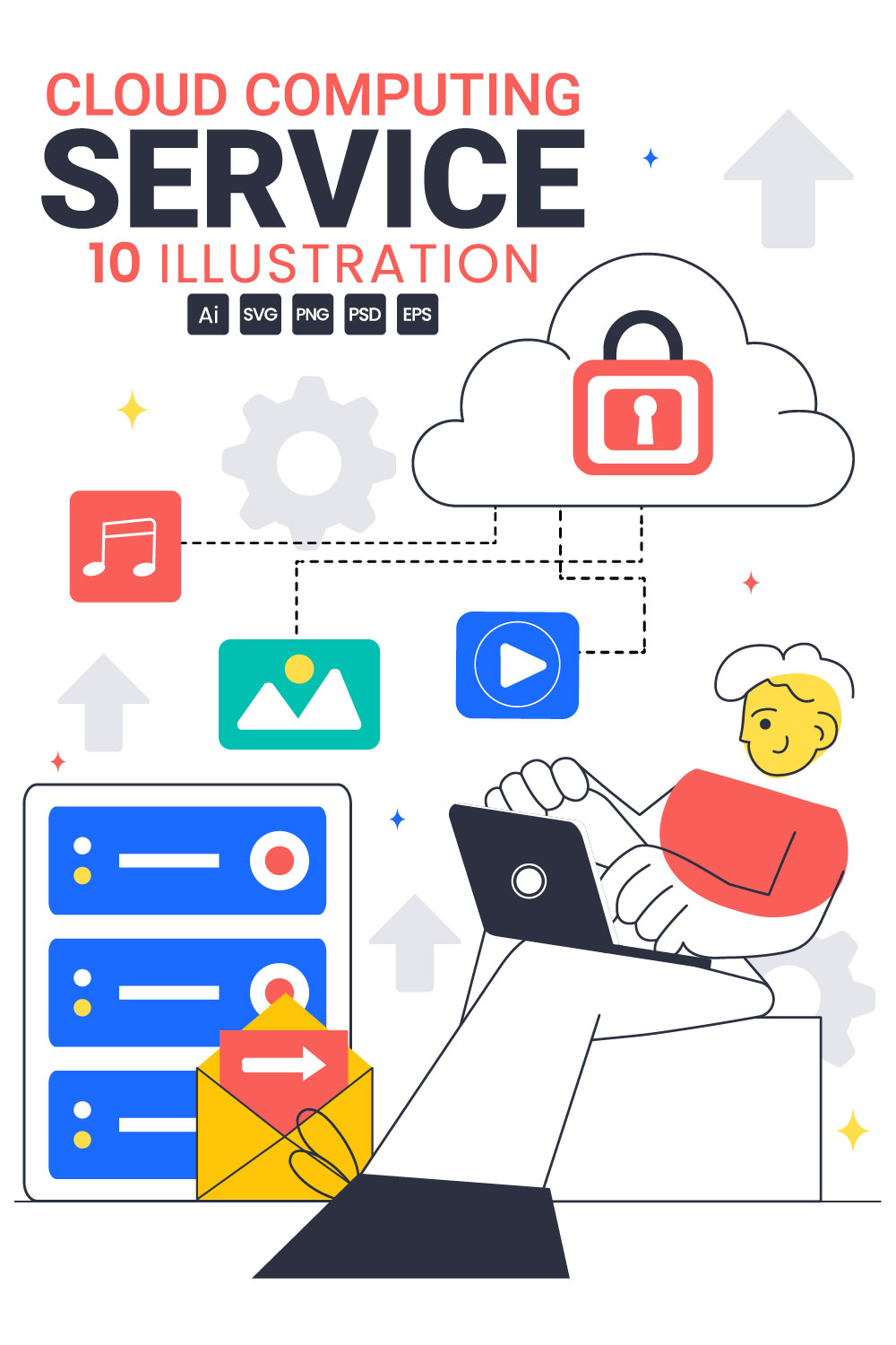 10 Cloud Computing Illustration pinterest preview image.