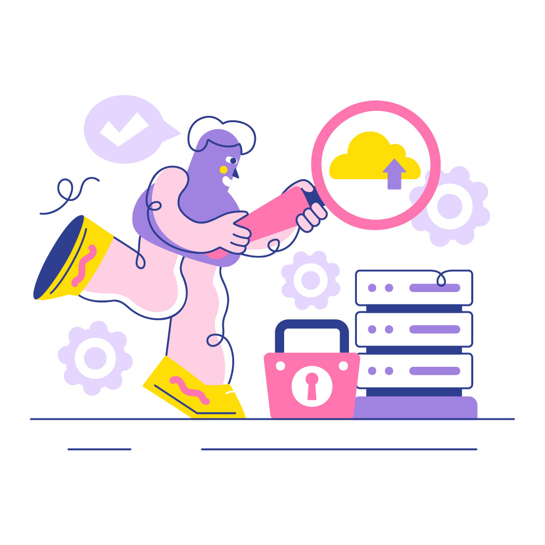 10 Digital Cloud Security Illustration preview image.