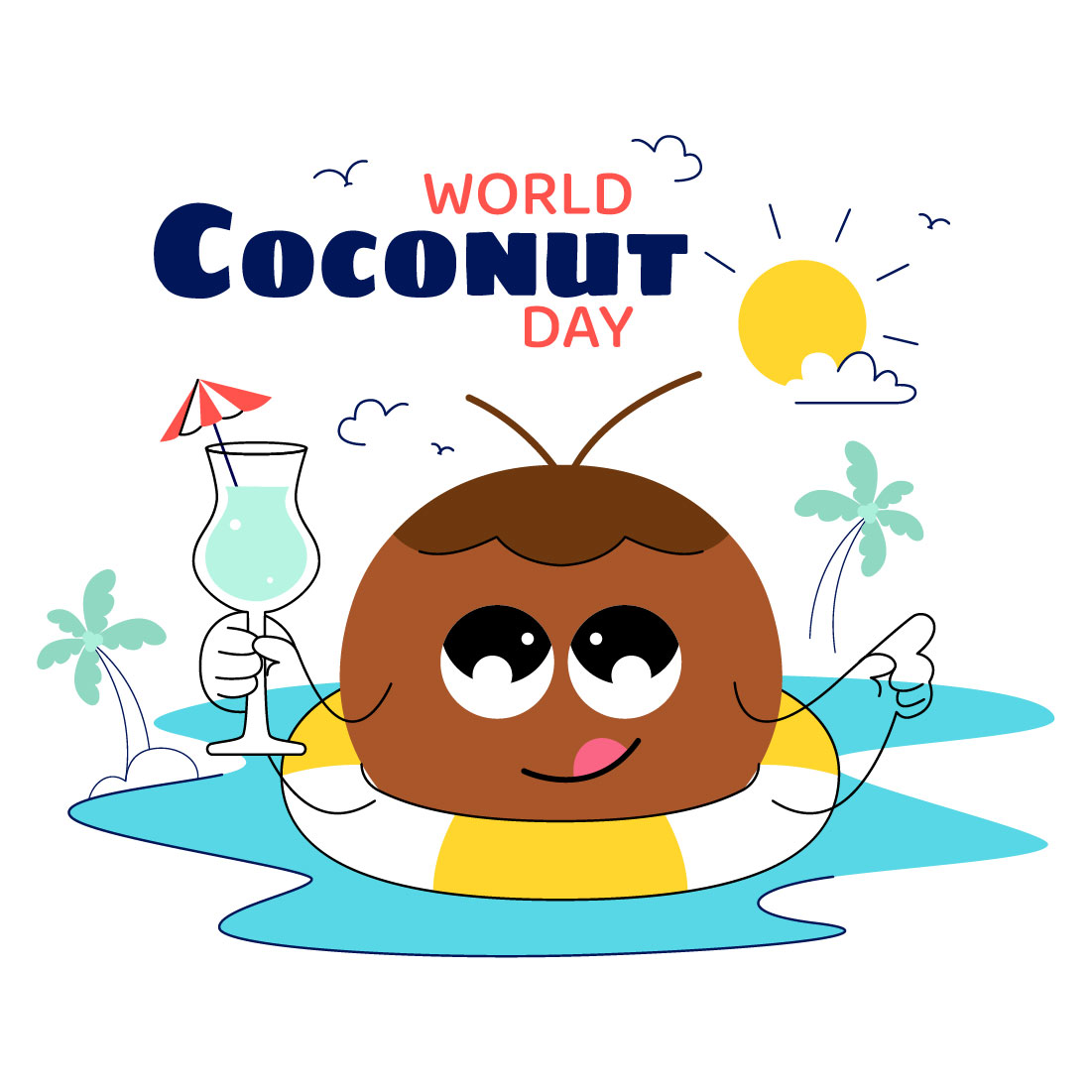 10 World Coconut Day Illustration preview image.