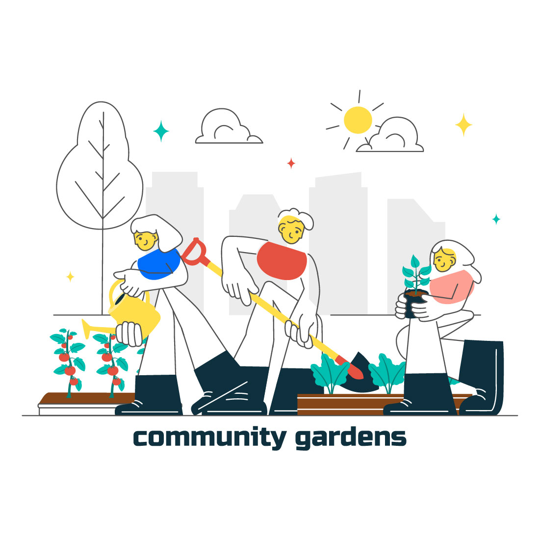 10 Community Garden Illustration preview image.
