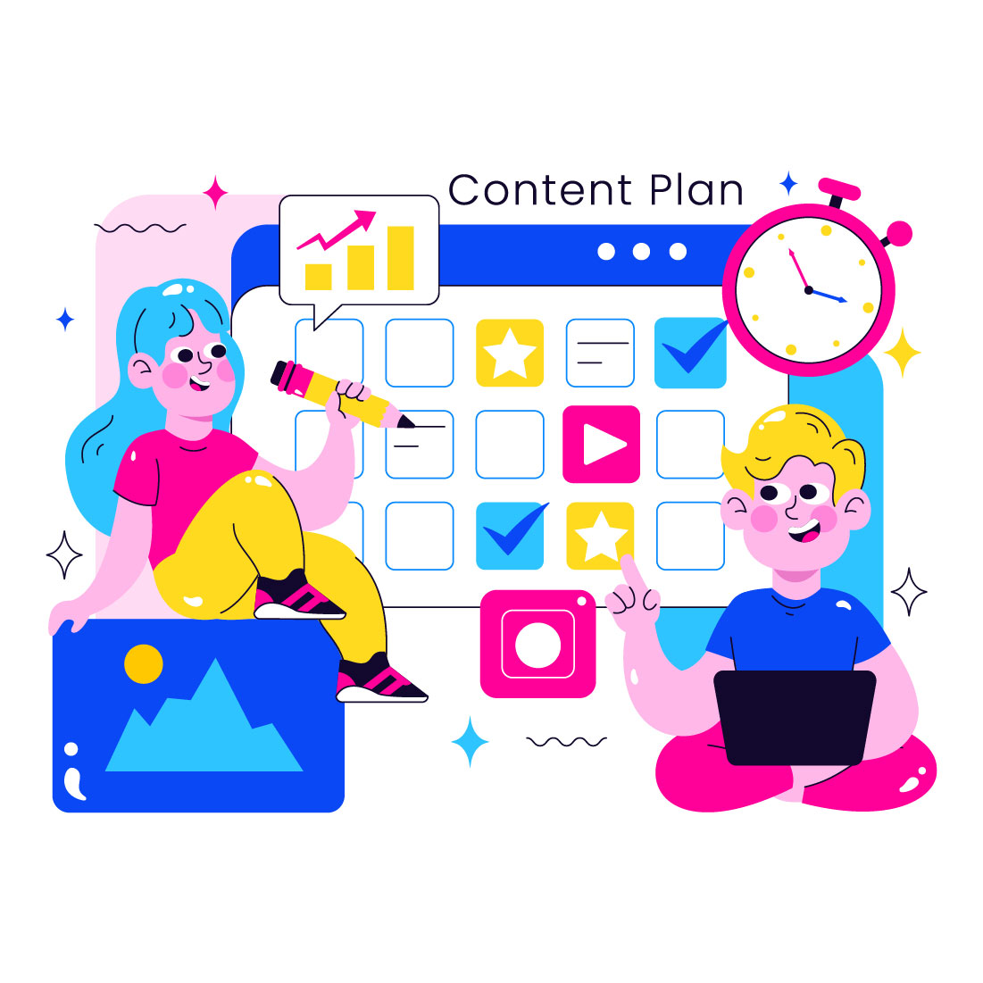 10 Social Media Content Planning Illustration cover image.