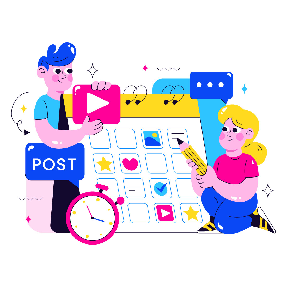 10 Social Media Content Planning Illustration preview image.