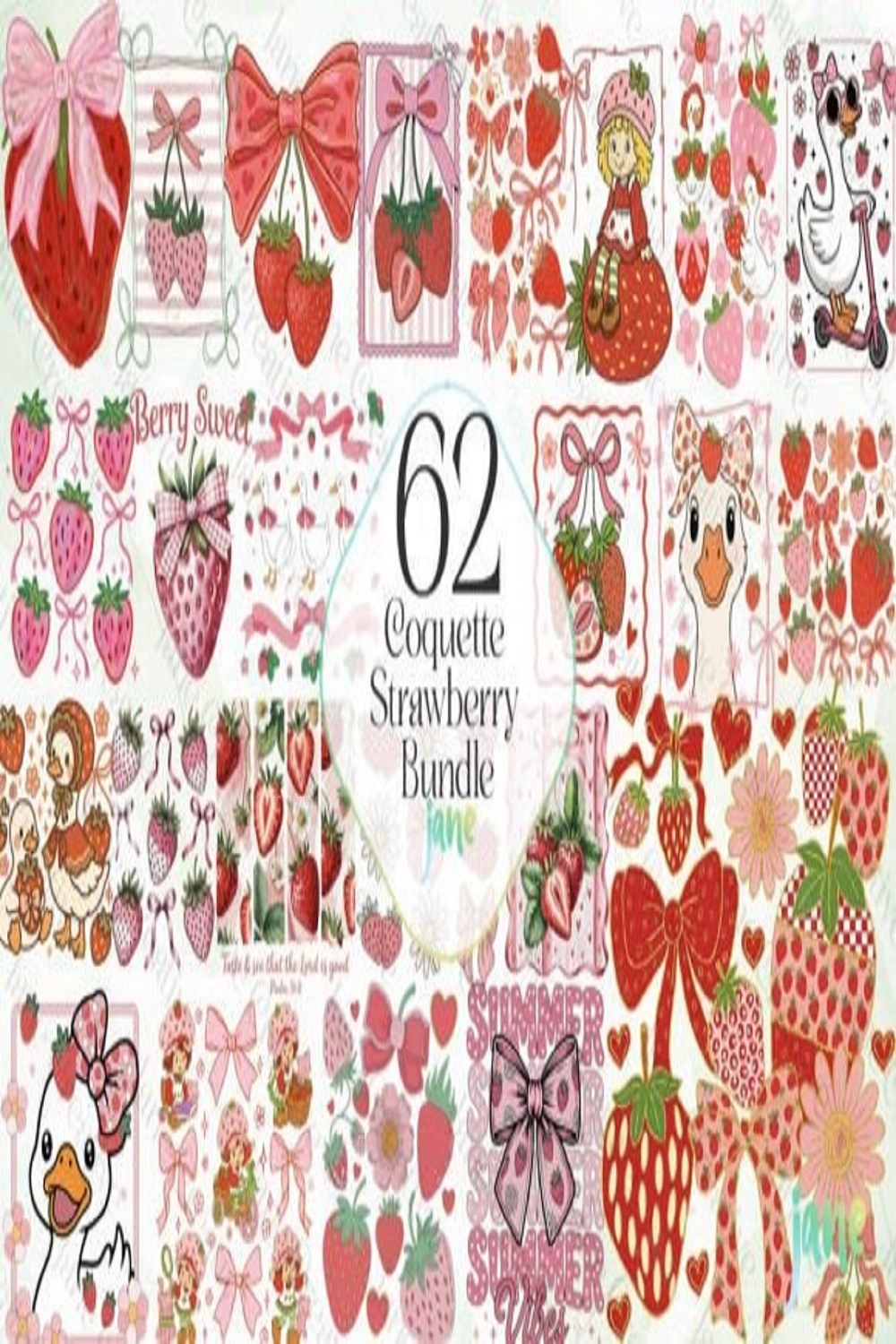 Coquette Strawberry Sublimation Bundle pinterest preview image.