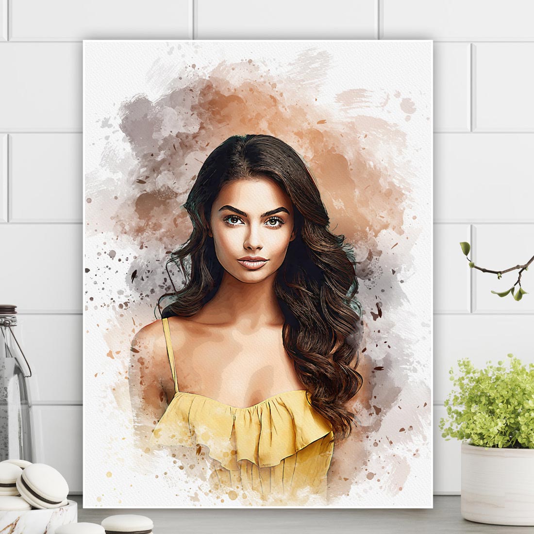 Costume Watercolor portrait Painting preview image.
