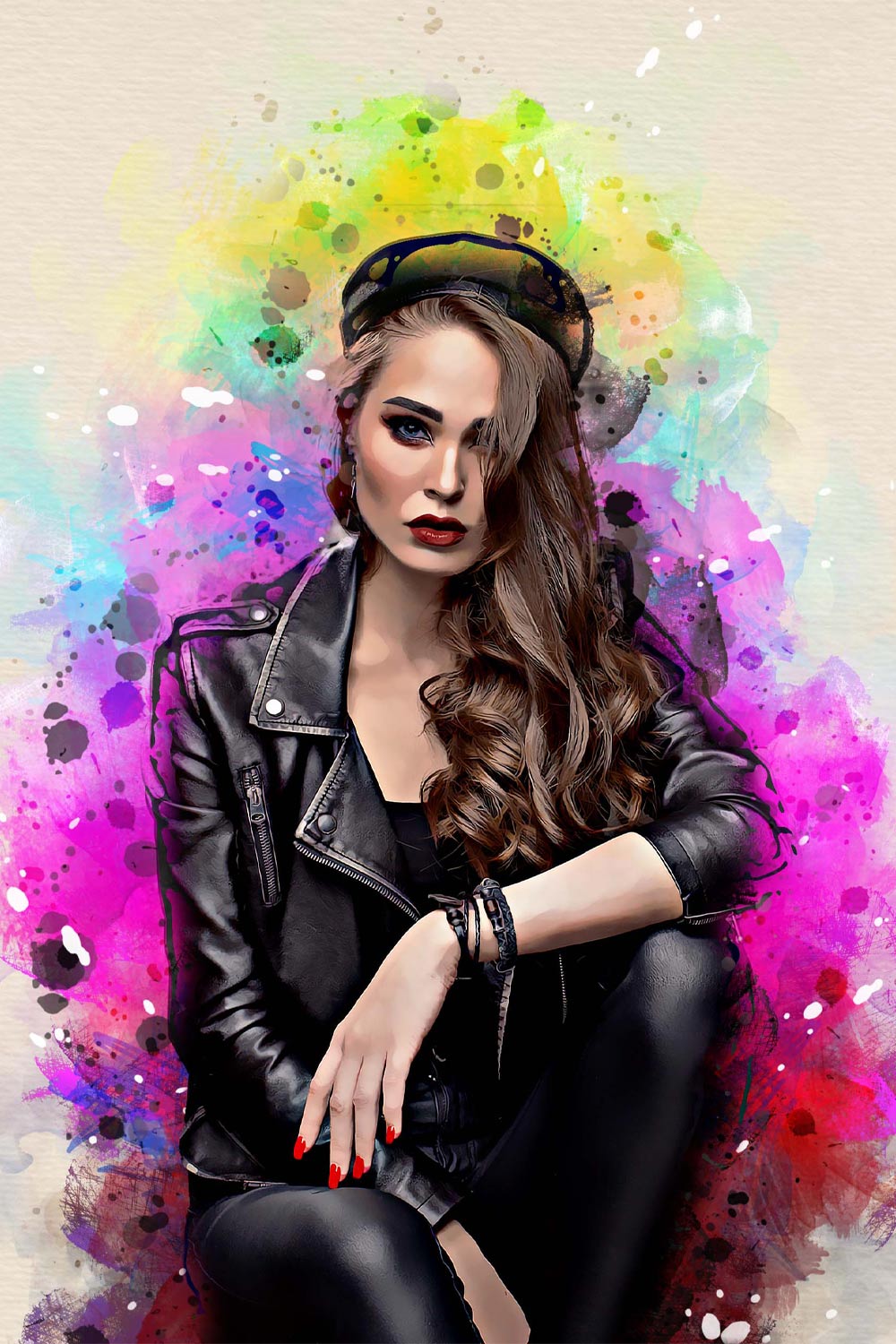 Watercolor Art Photoshop action pinterest preview image.