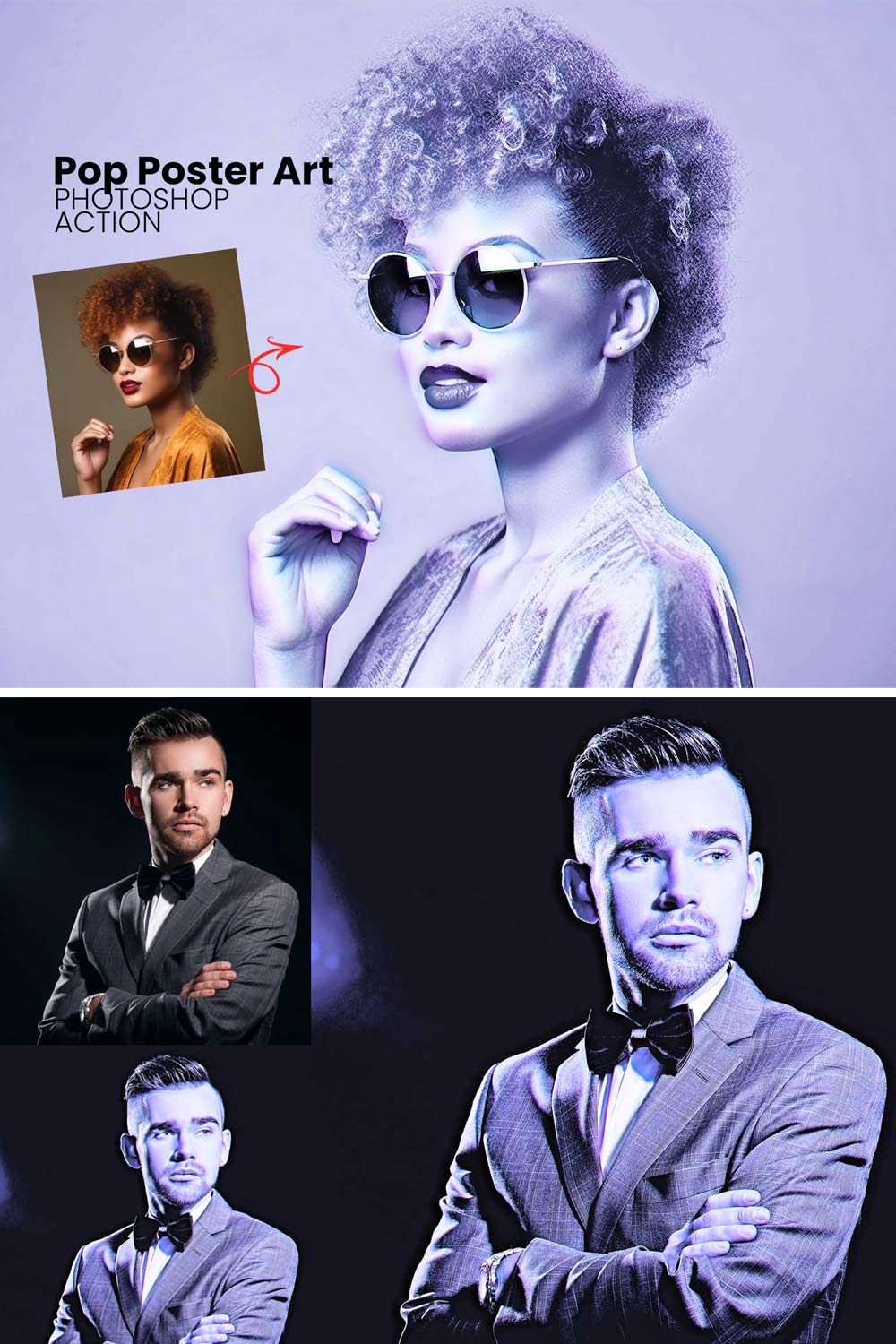Blue LEDs Effect Photoshop Action pinterest preview image.