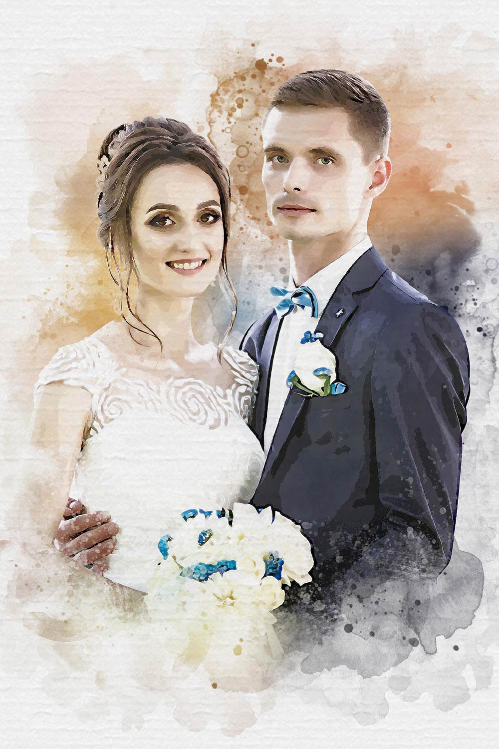 Wedding Watercolor Brush Art Effect pinterest preview image.