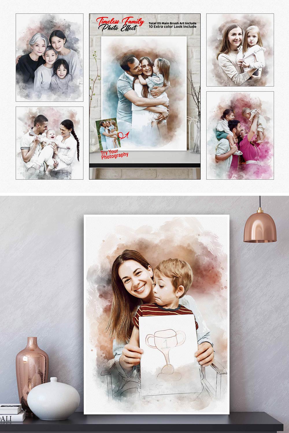 Timeless Family Photo Effect pinterest preview image.