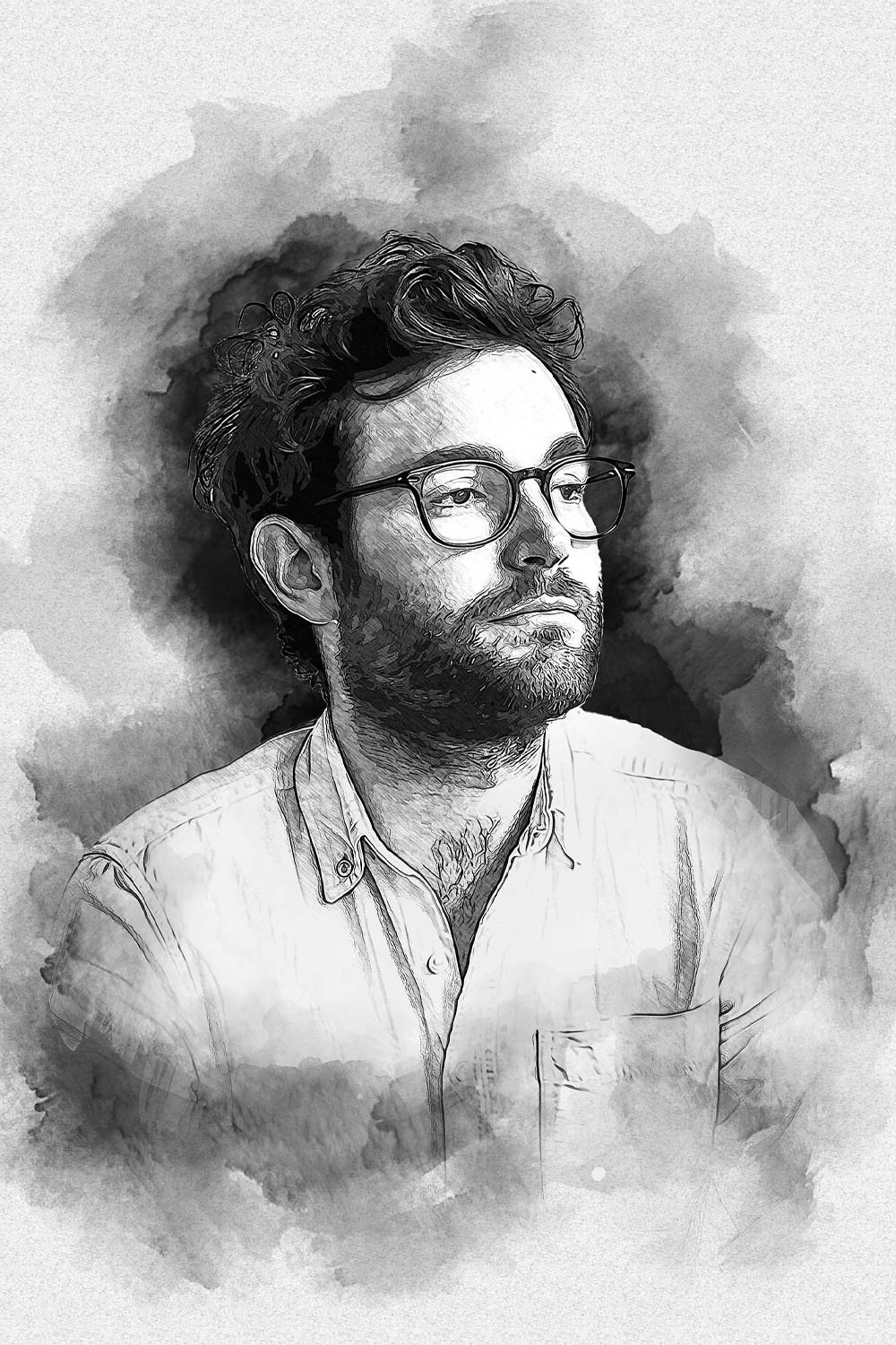Monochrome Sketch Art Photo Effect pinterest preview image.