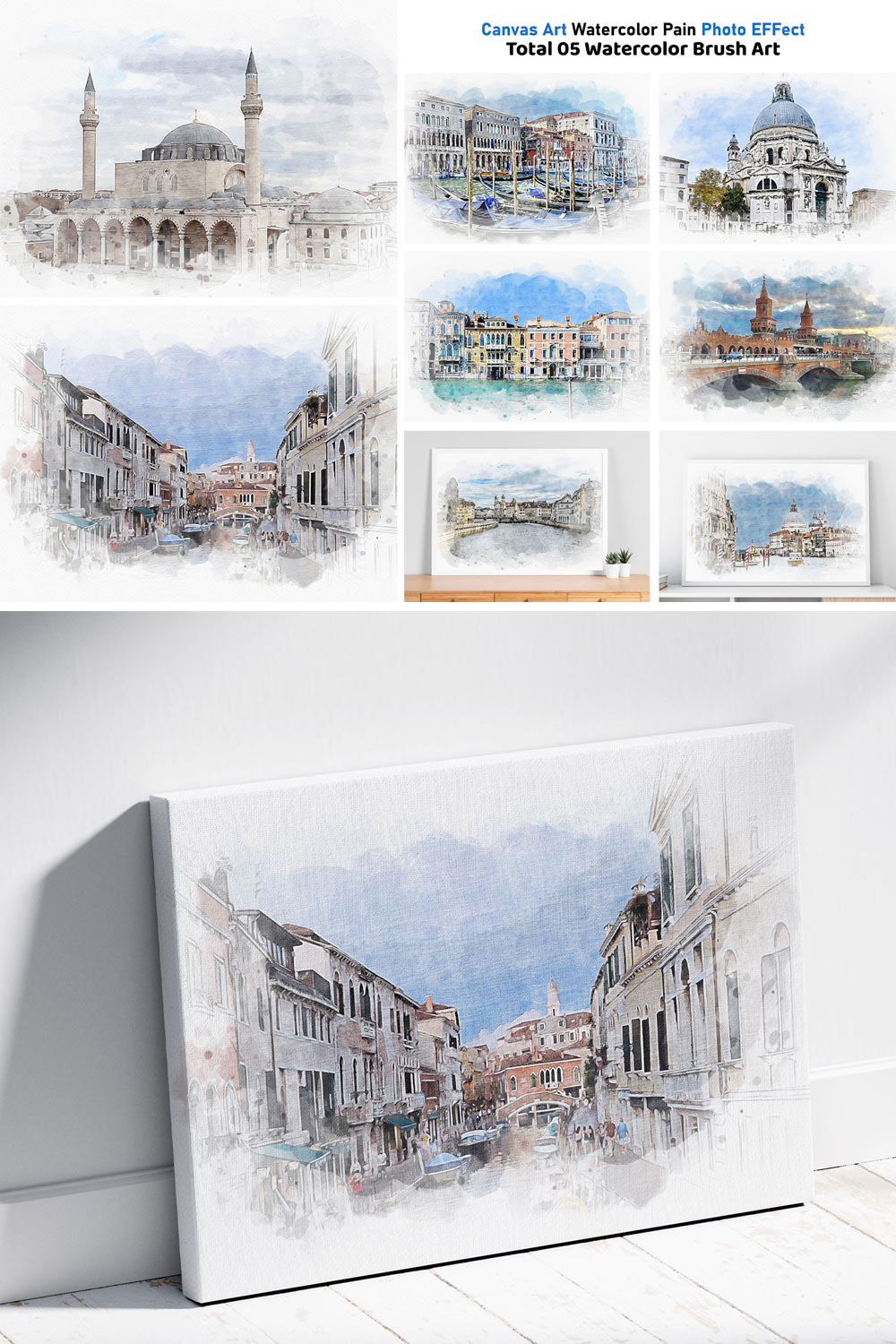 Canvas Watercolor Paint Art Effect pinterest preview image.