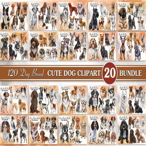 Cute Dog Sublimation Clipart Bundle cover image.