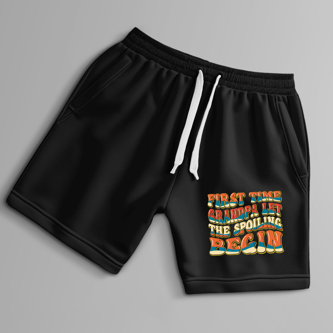 cute first time grandpa design with bold retro text perfect for baby announcement. graphic design. 9 black shorts up 508