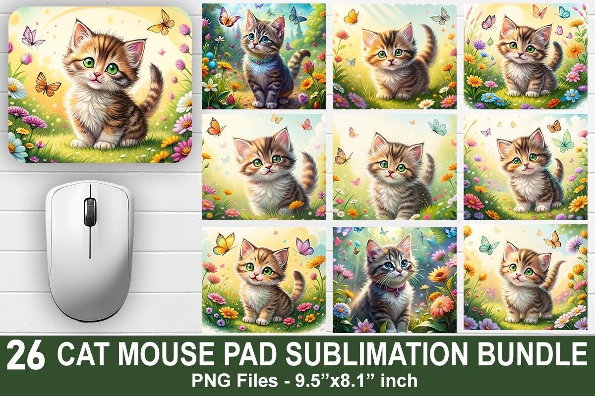 cute floral cat mouse pad bundle 928