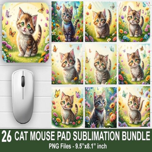 Cute Floral Cat Mouse Pad Bundle cover image.