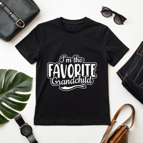 Cute i'm the favorite grandchild saying perfect for grandkid apparel Graphic design cover image.
