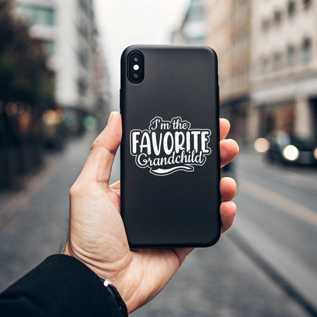 cute im the favorite grandchild saying perfect for grandkid apparel. graphic design. 7 black phone case mock up 887