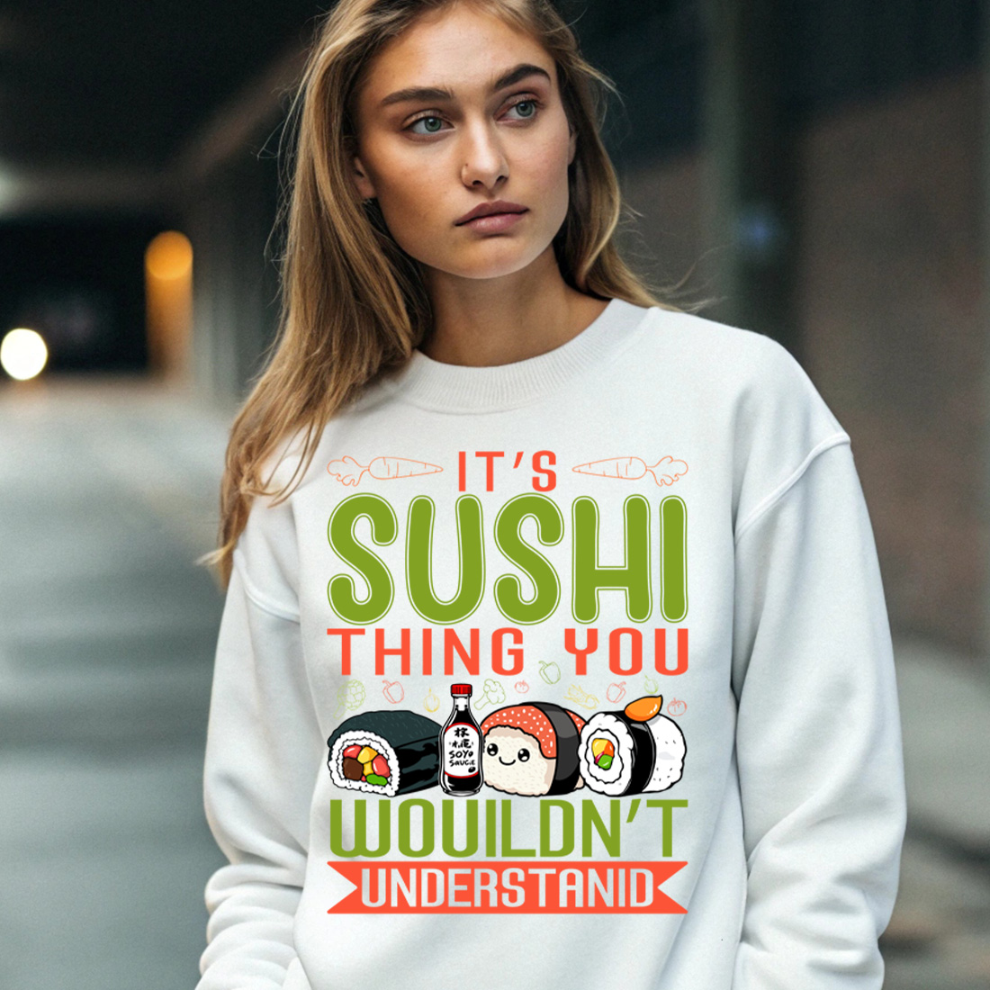 cute sushi lover quote design – its a sushi thing you wouldnt understand. sush graphic design 4 with female sweatshirt mock up 348
