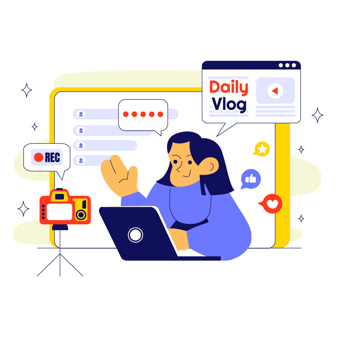 10 Influencer Daily Vlog Illustration cover image.