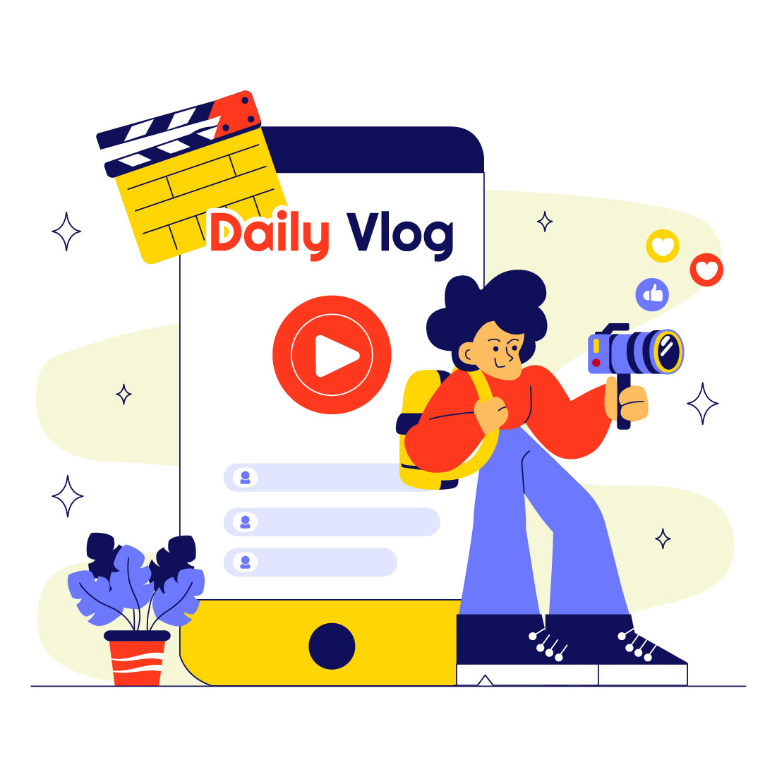 10 Influencer Daily Vlog Illustration preview image.