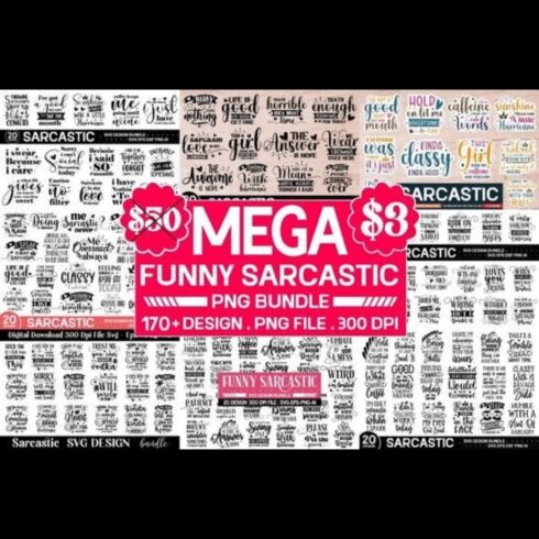 Mega Sarcastic Svg Bundle,170 Design cover image.