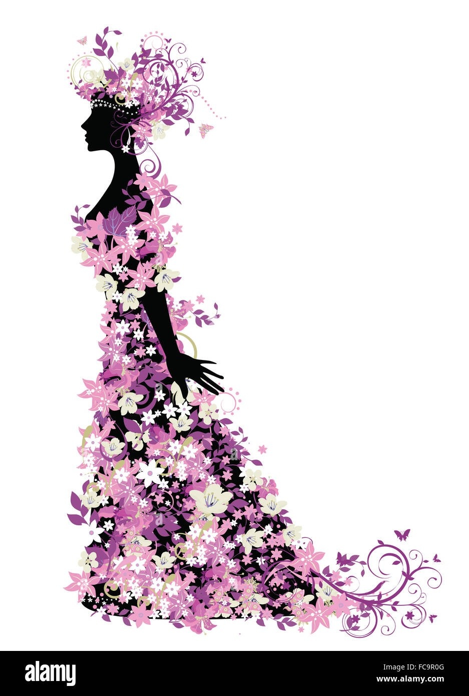 decorative silhouette of woman with flowers fc9r0g 1 85