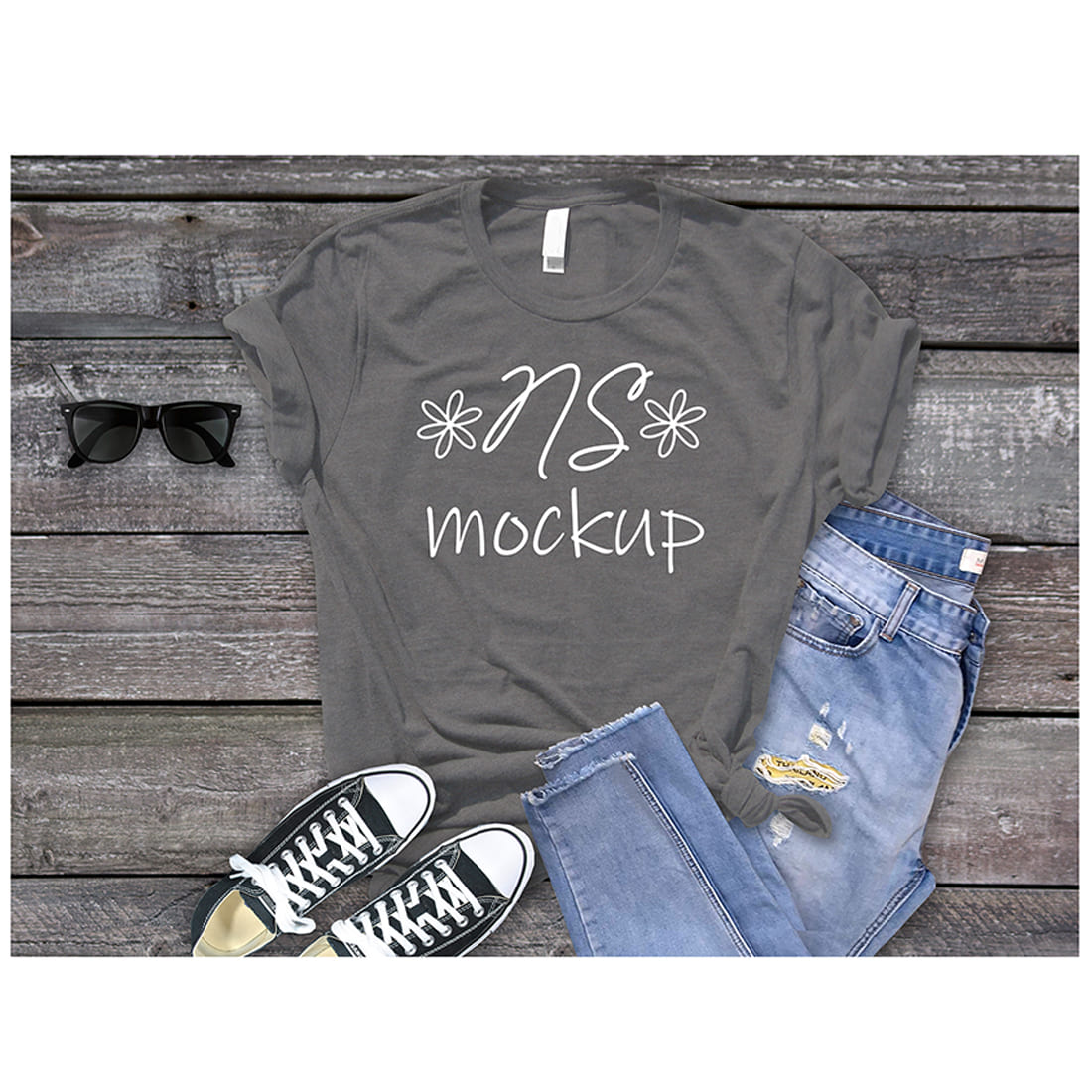 Bella Canvas 3001 T-SHIRT Mockup DEEP HEATHER - MasterBundles